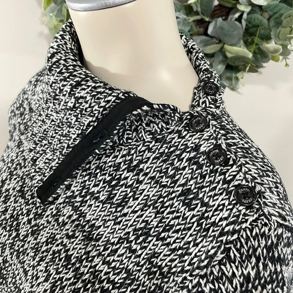 Chaps Sweater Asymmetrical Foldover Collar Turtleneck Black and White M - Picture 5 of 16